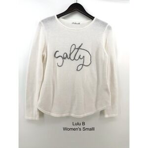 Lulu B Cream Knit Sweater Long Sleeve Salty Rope Embroidery Women's Small